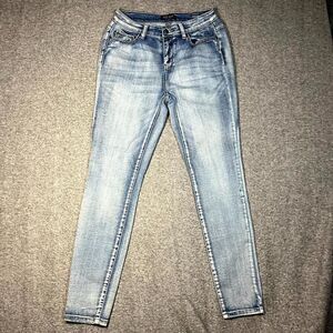 Judy Blue Jeans Womens 9/29 (meas 28x29) Blue Skinny Denim JB82190LT Preppy